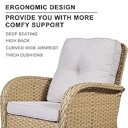 HUMMUH 5-Piece Patio Furniture Wicker Outdoor