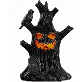 Lifnatty Halloween Tree Light Decoration Indoor – LED Battery Operated Scary Tree Decor with Glowing Face, Halloween Decoration for Home Party Table Haunted House