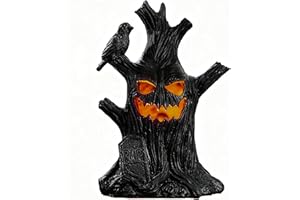 Lifnatty Halloween Tree Light Decoration Indoor – LED Battery Operated Scary Tree Decor with Glowing Face, Halloween Decoration for Home Party Table Haunted House