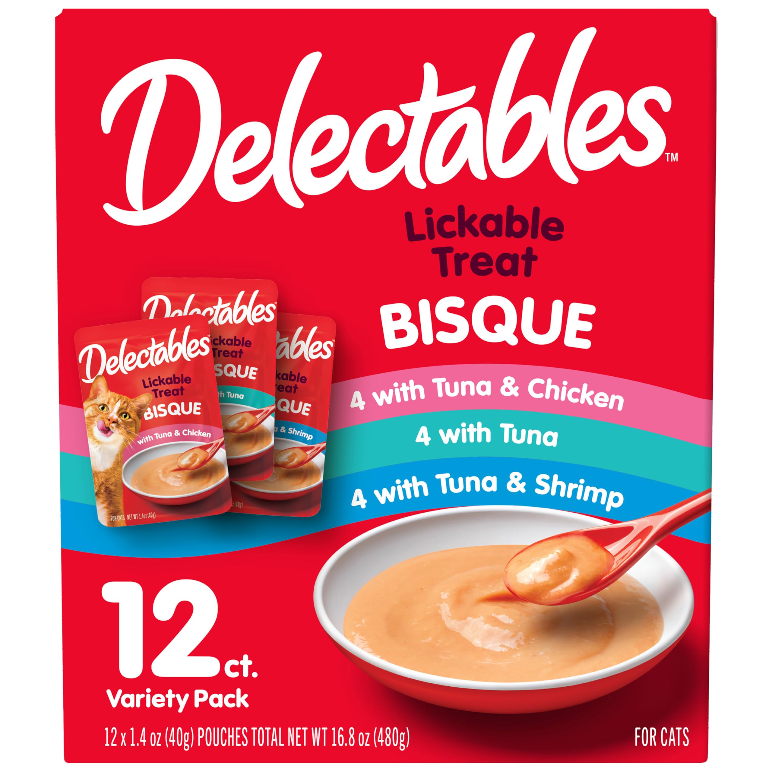 Photo 1 of Delectables Bisque Lickable Wet Cat Treats - Chicken, Tuna & Shrimp, 12 count