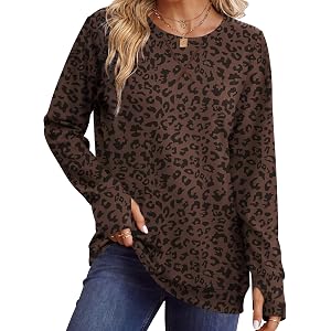 WIHOLL Womens Crewneck Sweatshirt Thumb Hole Long Sleeve Casual Fall Tops | Fall Outfits, Teacher Outfits, Fashion Clothing,
