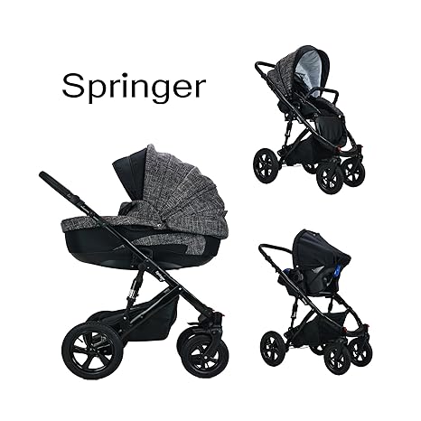 Springer CityPlus | Kinderwagen 3 in 1 Kombikinderwagen | Luftreifen | (London)