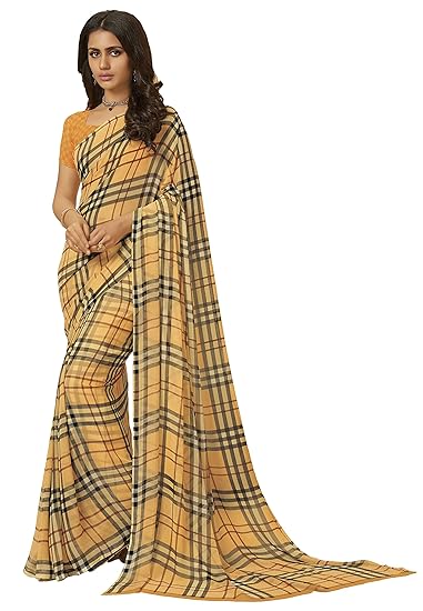 Womens Multi-Coloured Georgette Printed Saree And Blouse Material_RKSCSU35124