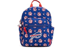 Vera Bradley Women's Cotton NFL Small Backpack (Multiple Teams Available), Royal Blue/Red Bandana with Buffalo Bills, One Size