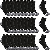 LITERRA 30 Pairs Boys Ankle Socks, Everyday Active Quarter Socks for Kids Ages 6-8 8-10 10-12, Lightweight & Breathable