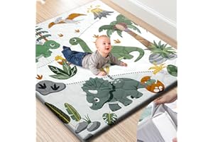 TINYHARBO Premium Foam Baby Play Mat 50x50 – Removable & Machine Washable Cover, Extra Thick Padding Playpen Mat, Non-Slip Crawling Mat, Easy to Clean for Infants, Toddlers & Babies
