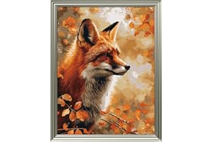 Leczany Cross Stitch Stamped Kits for Beginners Adults or Kids Patterns Craft Kit Needlepoint Full Range of Embroidery Starter Kits DIY 11CT 3 Strands | Fox 13×17.7 inches