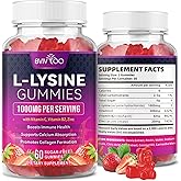 BVIVLOO L-Lysine 1000mg Gummies for Immune Support & Skin Health - High Potency Vegan Gummies, Sugar-Free, Natural Berry Flavor, Gluten-Free Chewable Supplement for Adults & Kids - 60 Gummiess