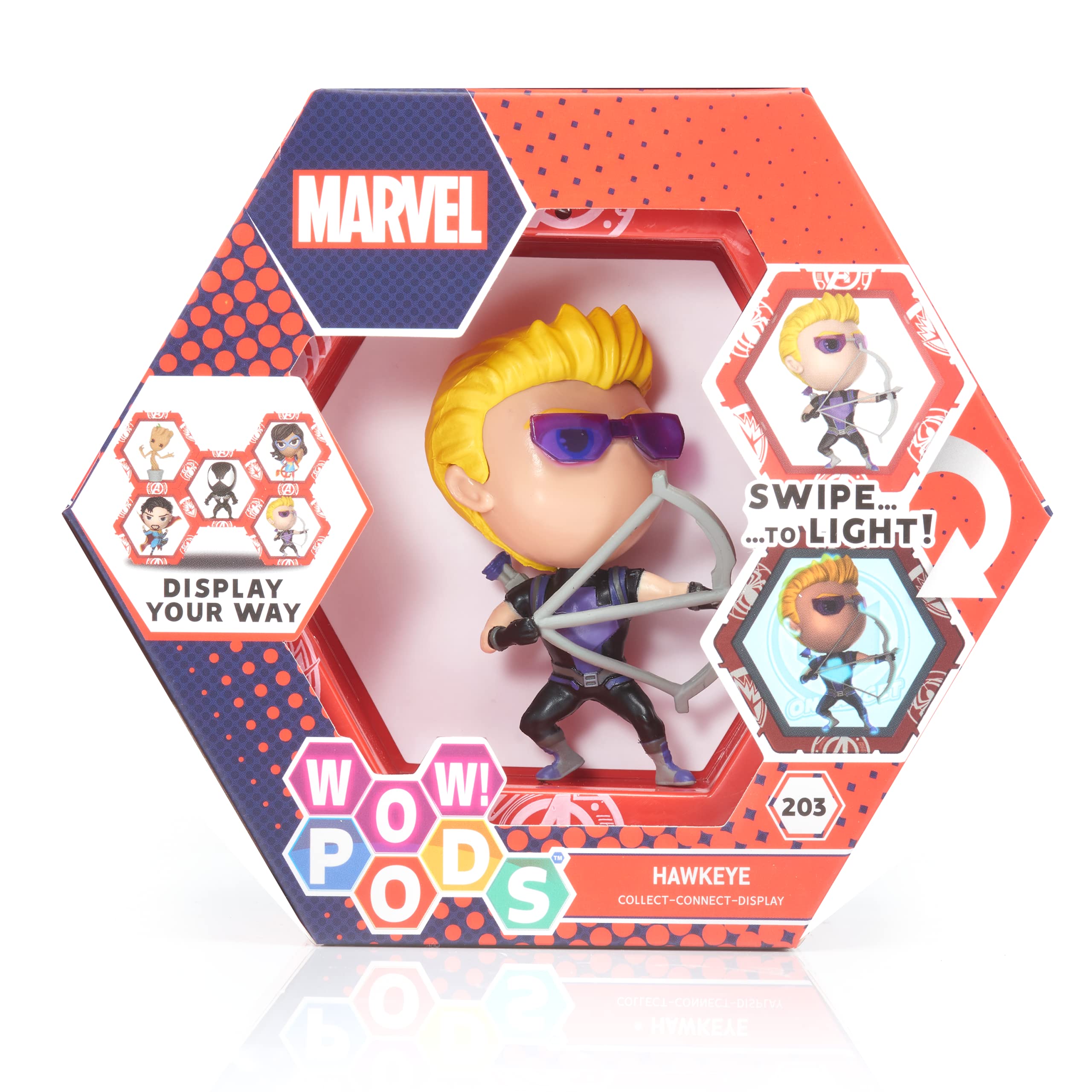 - Hawkeye | Superhero Light-Up Bobble-Head Figure | Official Marvel Collectable Toys & Gifts | Number 203 in Series