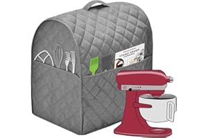 NALAN Stand Mixer Dust Cover with 3 Pockets Compatible with KitchenAid Tilt Head, Easy Cleaning,Can Ironable (Light Gray, Fits for 4.5-Quart and All 5-Quart)