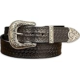 BullhideBelts.com Men's Leather Basket Weave Western Belt, 1.5” Wide