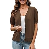 VIISHOW Short Sleeve Lightweight Summer Cardigan for Women, Button Down Open Front V Neck Crochet Knit Cropped Bolero Shrugs