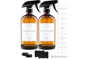 Vine Creations Amber Glass Spray Bottles, 2 Pack Glass Sprayer Bottles for Cleaning solutions, 16 oz Spray Bottle Cleaning, M