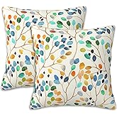 Naqiuli Throw Pillow Cover Case Abstract Floral with Leaves Pillow Covers 20x20 Inch Set of 2 Soft Decorative Throw Pillow Case for Living Room Bedroom Sofa Couch Cushion Covers