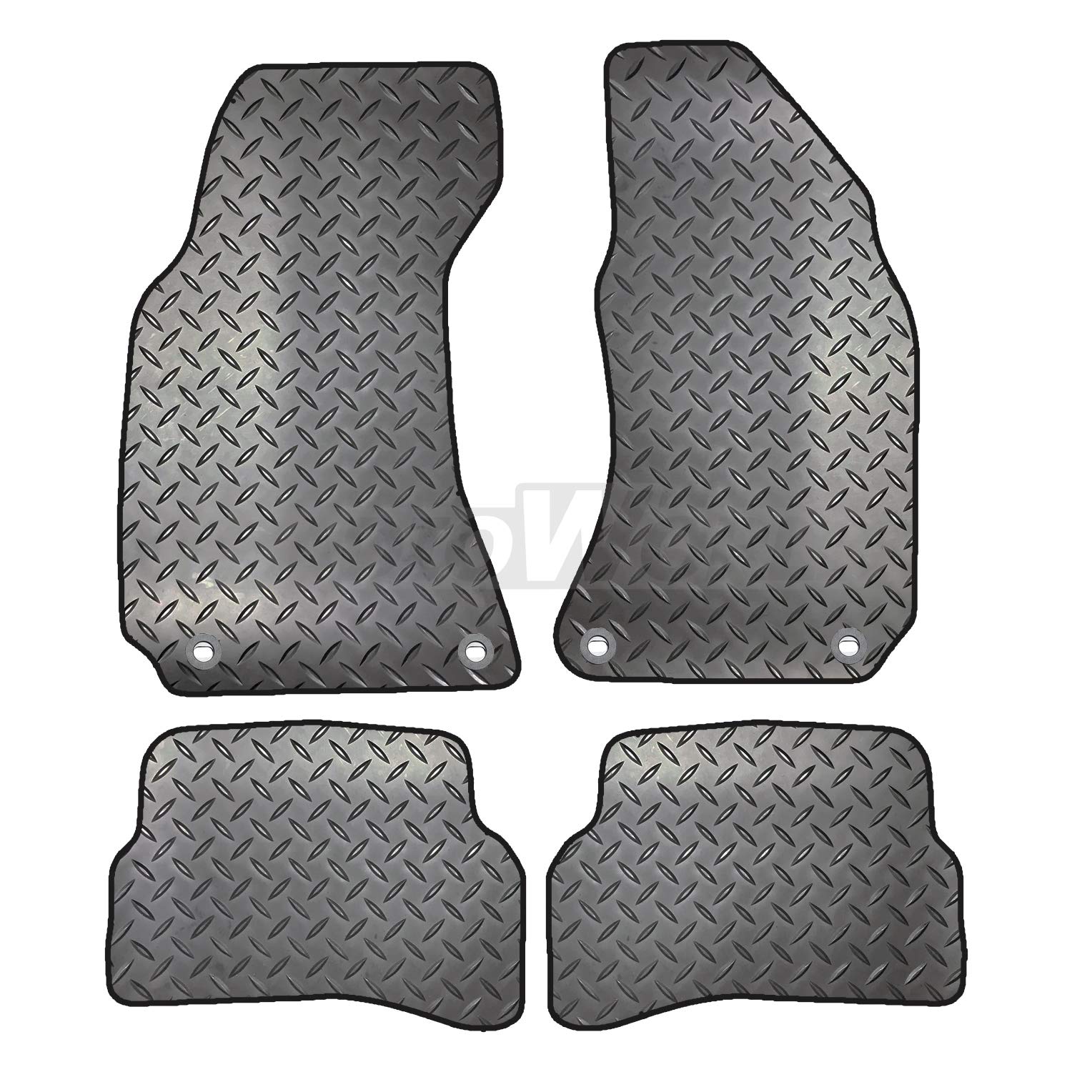 Carsio Rubber 4 Piece Car Mat Set For VW Passat 2000 to 2005 with [4 Clips] Tailored Fit Floor Mat Complete Accessory Black Custom Fitted - All Weather & Heavy Duty, Anti-Slip Backing