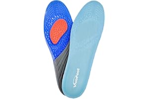 VivoFoot All Purpose Gel Sport & Fitness Massaging Comfort Insoles, Trimmable Full Length Shock Absorbing Insoles (Women: 6-1