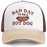 Snapback Trucker Hat | Embroidered Adjustable Breathable Mesh Baseball Cap for Men Women | It's a Bad Day to Be a Hot Dog