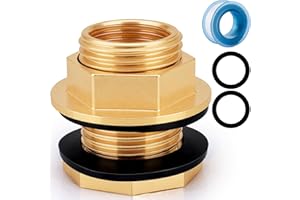 YELUN Brass Water Tank Connector Bulkhead Tank Fitting 1/2" Female 3/4" GHT Male Water Tank Connector 1PCS