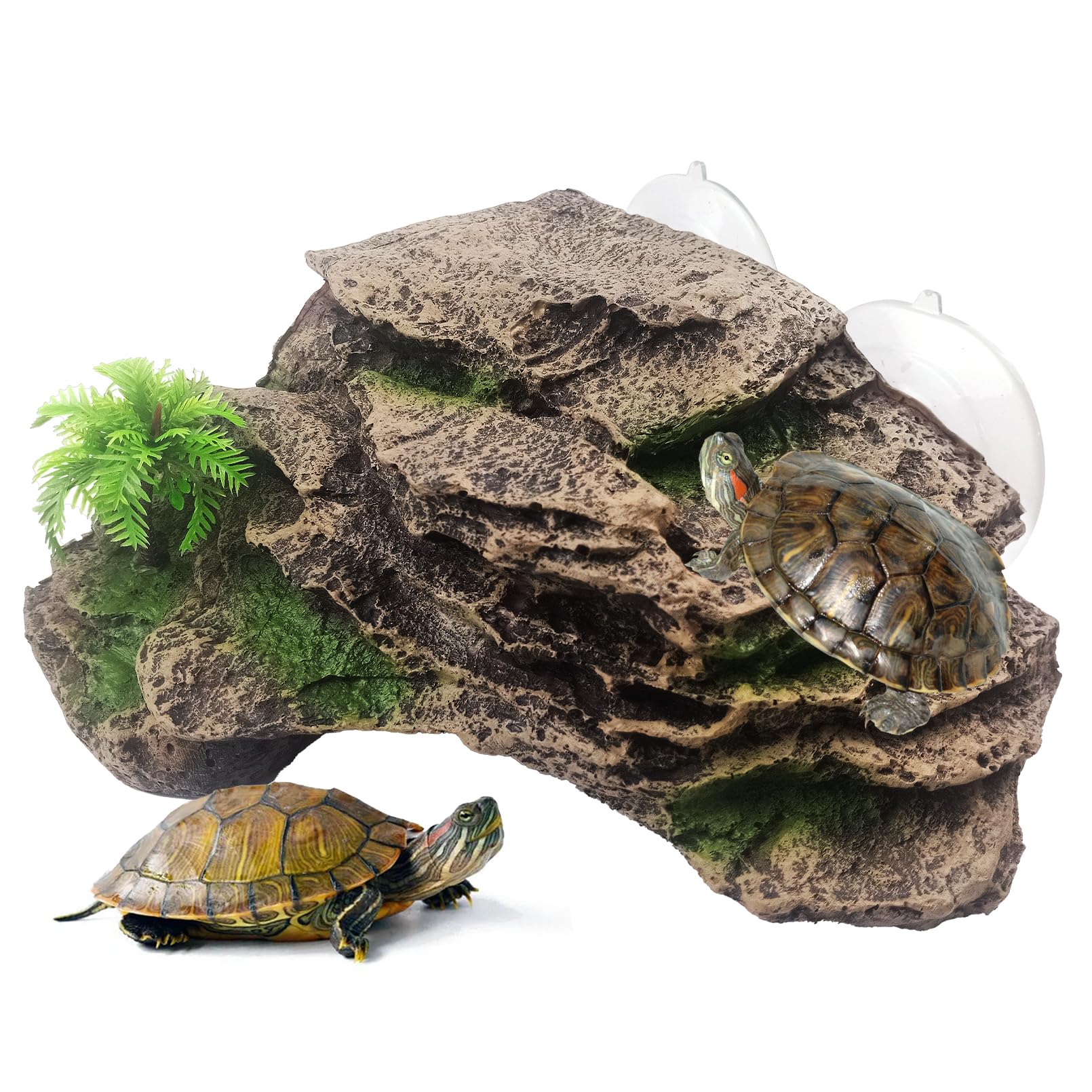 Photo 1 of kathson Turtle Basking Platform with Suction Cup,Turtle Ramp Climbing Basking Platform Artificial Plants Decor Resting Basking Terrace Aquarium Ornament Rock for Turtle Frogs Lizards Bearded Dragon
