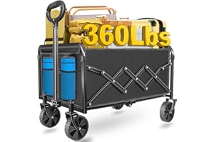 ARTIST'S DREAM Wagons Carts Foldable, Collapsible Wagon with Wheels — Durable Foldable Wagon for Groceries,Picnic & Pets, Small Hauls, Apartment Moving & Storage, Portable Utility Pull Wagon Cart, 360lbs, Black