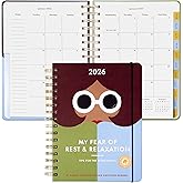 kate spade new york Daily Planner 2026 Large Agenda January-December 2026, Hardcover Weekly and Monthly Spiral Planner with Stickers (Book Club)