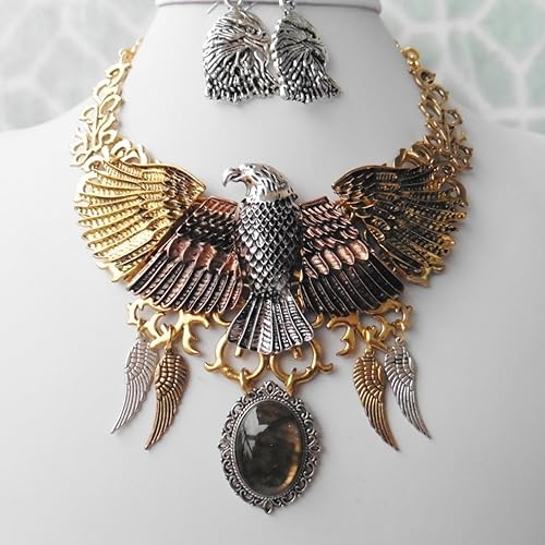 Amazoncom Big Eagle Animal Bib Necklace Silver Gold Copper