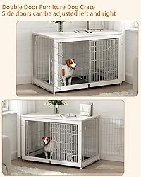 Piskyet Wooden Dog Crate Furniture with Divider