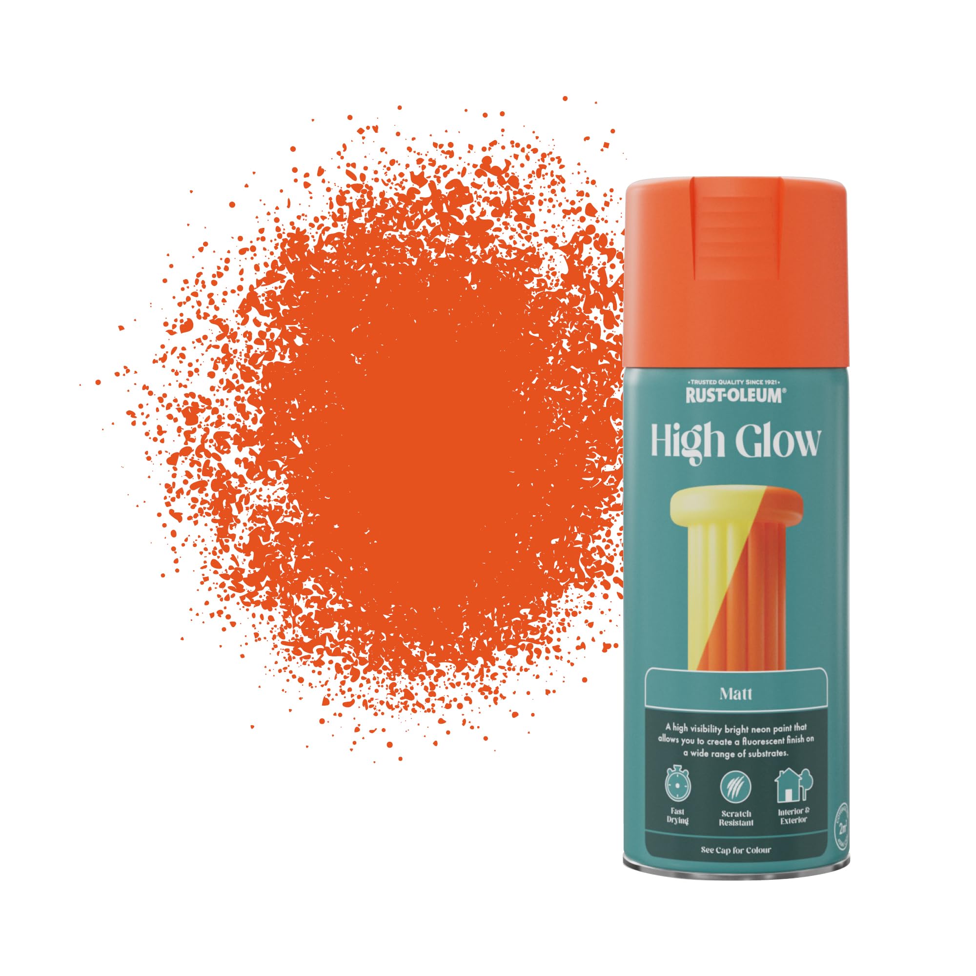 Rust-Oleum High Glow Spray Paint Aerosol, Fluorescent Matt Finish - Orange 400ml