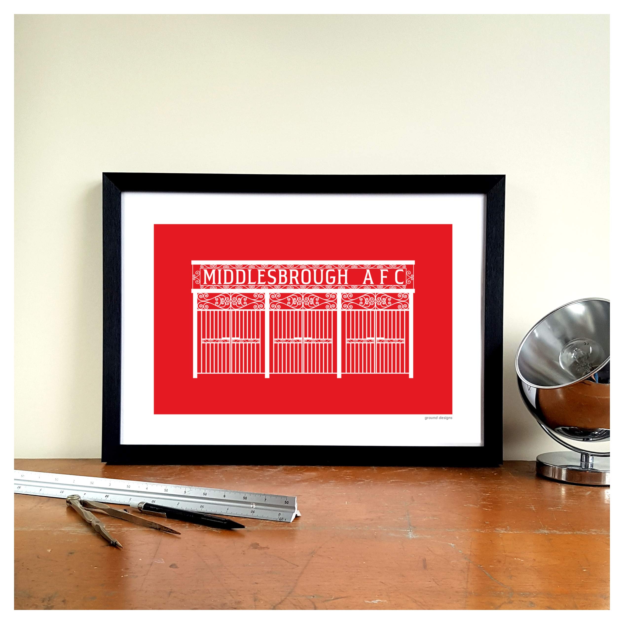 GroundDesigns MIDDLESBROUGH FC Football Gift AYRESOME PARK Gates Graphic Art Print