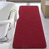 LOCHAS Bathroom Rug Runner 24x70 Inch, Soft Thick Absorbent Microfiber Bath Rugs for Bathroom, Machine Washable, Shaggy Plush Non Slip Bath Mat for Tub, Shower Floor, Quick Dry Mats, Red