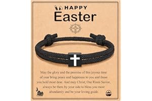 UNGENT THEM Cross Braided Rope Bracelet for Men Women, Easter Christian Baptism Christmas Valentine's Day Gifts for Couples Son Daughter Brother Teens Girls
