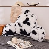 A Nice Night Faux Fur Reading Pillow Bed Wedge Large Adult Children Backrest with Arms Back Support for Sitting Up in Bed/Couch for Bedrest,whiteBlack