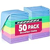 TEAWOO Microfiber Cleaning Cloths-50 Pack, Microfiber Towels Bulk, Towels for Cars & Home, Cleaning Rags 5 Colors Assorted (1