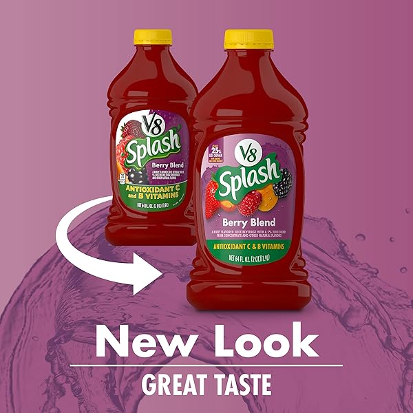 V8 SPLASH BERRY BLEND FLAVORED JUICE BEVERAGE, 64 OUNCE BOTTLE