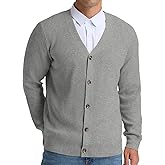 RQP Men's Cardigan Sweaters Long Sleeve V-Neck Sweaters Slim Fit Casual Buttons Down Knitted Sweaters