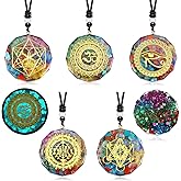 Liliaafar 5 Pcs Luminous Chakra Necklace Bulk Glow in the Dark Orgonite Pendant Healing Necklace Energy Orgone Pendant Meditation Jewelry for Christmas Women Men Gifts