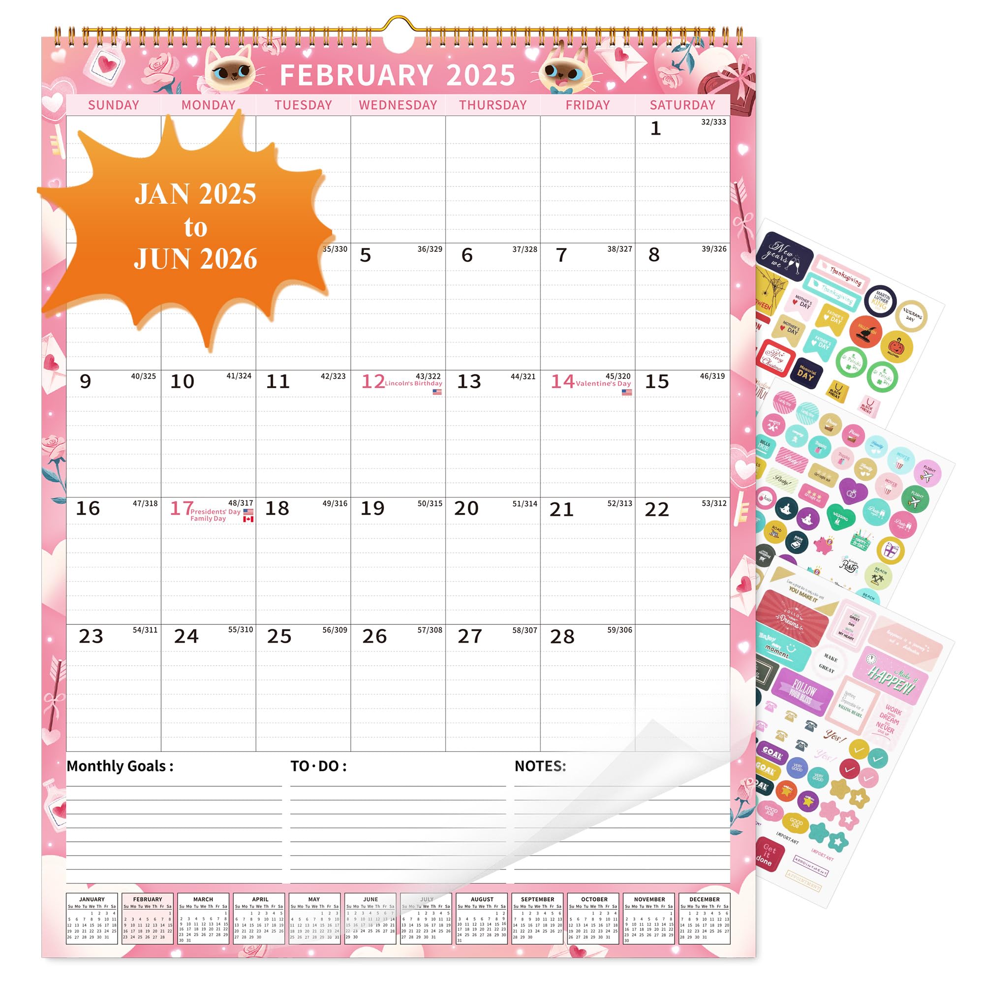 Photo 1 of 2025 Pet Desk Calendar Large with Spiral Bound, 18 Month Big Calendar from Jan 2025 to Jun 2026, Vertical Large Monthly Desk Calendar 2025-2026 for Wall, Calendario 2025 (17"x22")