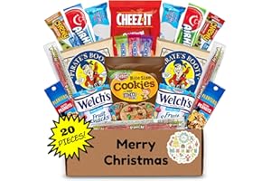 Hangry Kits Merry Christmas Gift Basket - Send a Snack Box filled with a variety assortment of candy & treats to adults, kids, families & loved ones (20 pieces)