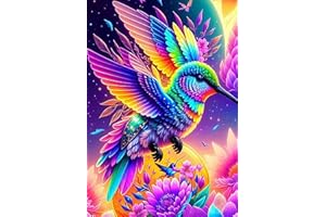 ACELII 5D Diamond Painting Kits for Adults Beginners,DIY Colorful Hummingbird Diamond Art,Full Round Drill Diamonds Dots Gem Art Kits,Home Wall Decor 12x16 Inch