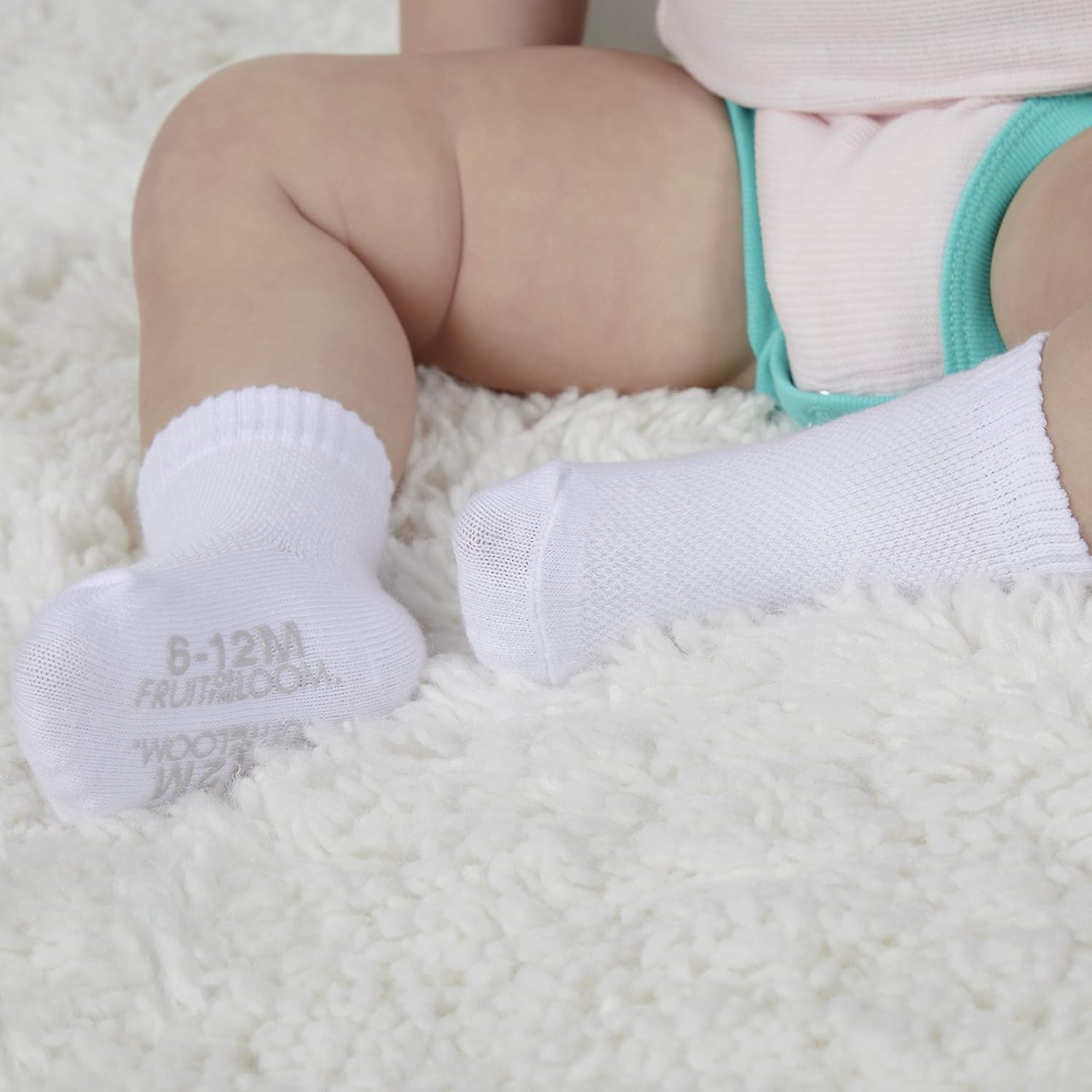 Fruit of the Loom Baby 6-Pack All Year Breathable Mesh Crew-Length Socks: Clothing