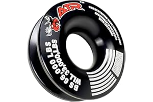 ATR Recovery Ring 66,000 lbs Off-Road Winch Pulley for Synthetic Rope & Soft Shackles Snatch Block Alternative for ATV UTV SUV Truck 4×4 Vehicle Recovery – 1 PC Black