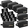 Amylove 7 Sets Groomsmen Gifts Toiletry Bag for Men Wedding Proposal Gift for Best Man PU Leather Cosmetic Bags with Zipper Shaving Bag Bowknot Greeting Card for Wedding Toiletries Accessories (Black)