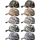 10 Pieces Military Camouflage Baseball Cap - Adjustable Camo Hat for Fishing, Sports, Hunting - Outdoor Headwear for Men and Women