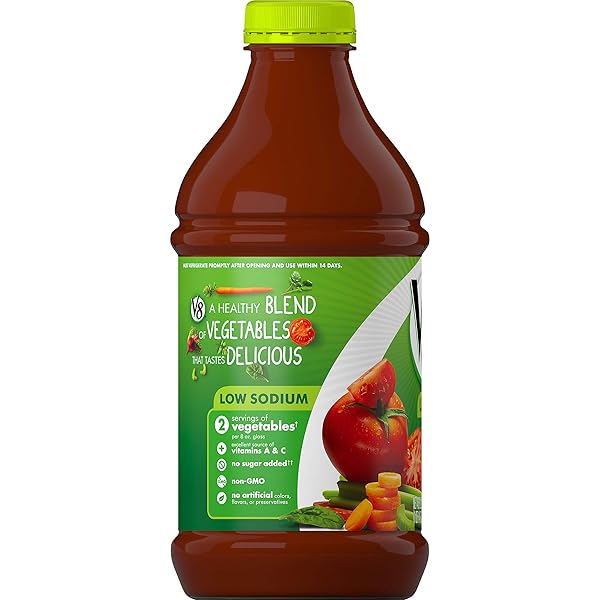 V8 LOW SODIUM ORIGINAL 100% VEGETABLE JUICE, 46 FL OZ BOTTLE