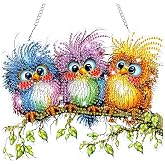 Bowetile Birds Diamond Art Hanging Kits for Adults, 5D Special Shape Diamond Painting Window Pendant Kits, Animal Gem Art Suncatchers Painting Ornament for Home Garden Wall Decor