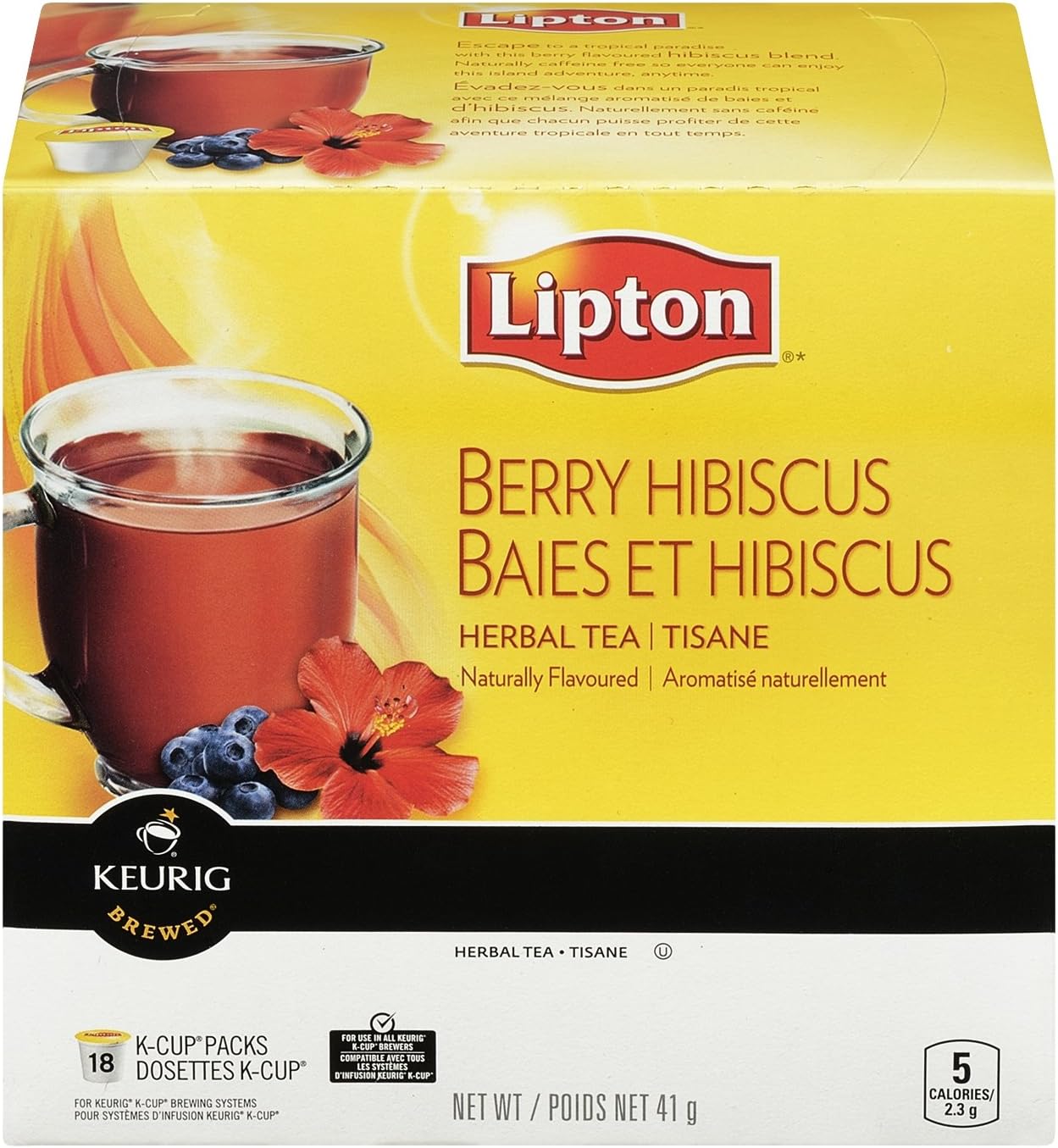 Lipton Sidekicks Berry Hibiscus Herbal Tea KCups 18Count Amazon.ca