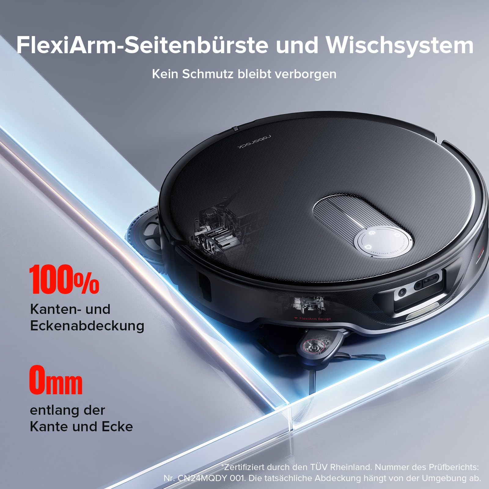 roborock Qrevo Slim Saugroboter mit Wischfunktion – 8,2 cm Ultra-Slim Design, StarSight 3D ToF Navigation, 11,000Pa HyperForce Saugleistung, 8-in-1 Dock, FlexiArm Seitenbürste