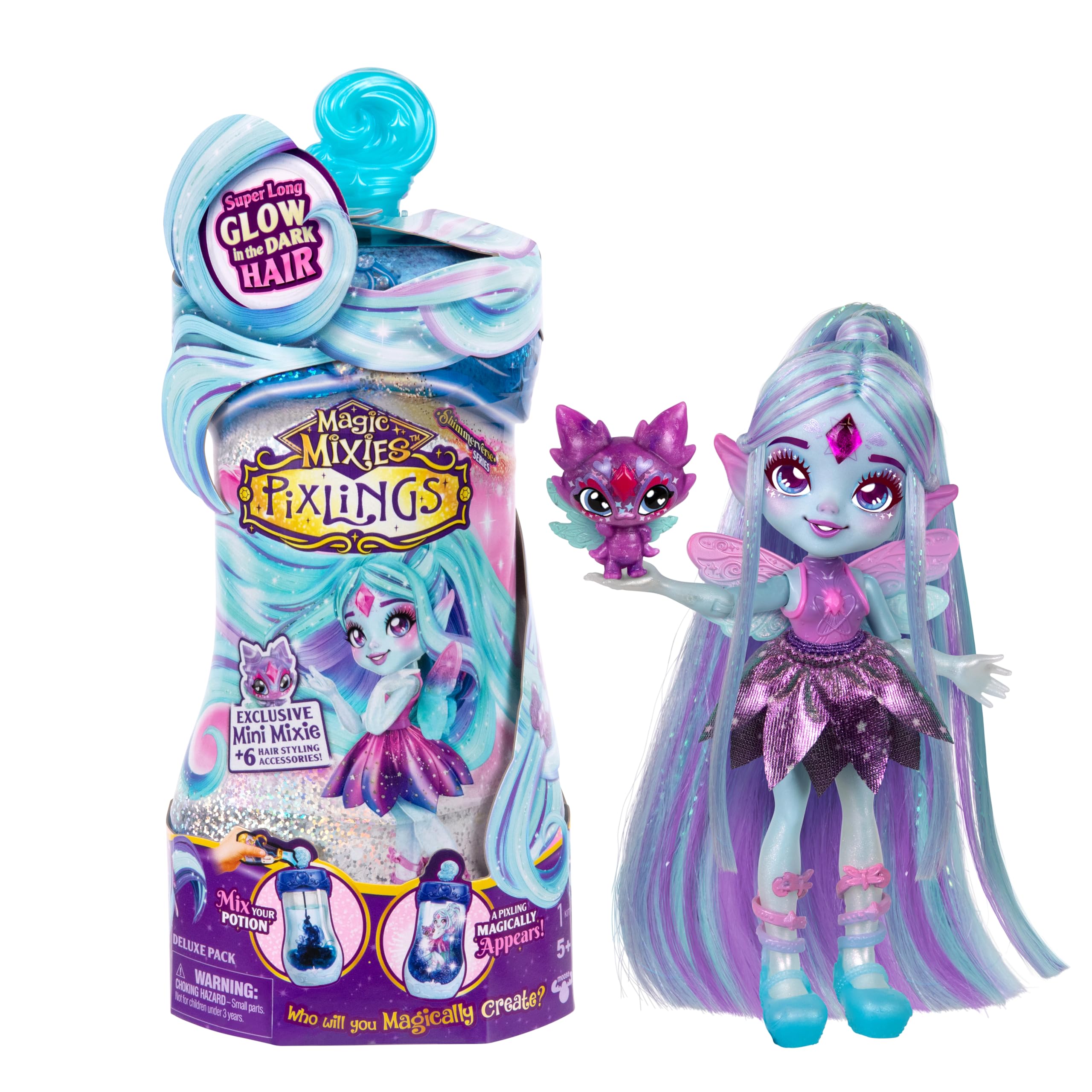 Photo 1 of Magic Mixies Pixlings Deluxe Pack, Flyt The Dragonfly, Shimmer Reveal, Create & Mix Potion That Magically Reveals 6.5" Pixling Doll Inside Potion Bottle - Exclusive Mini Mixies & 6 Hair Accessories