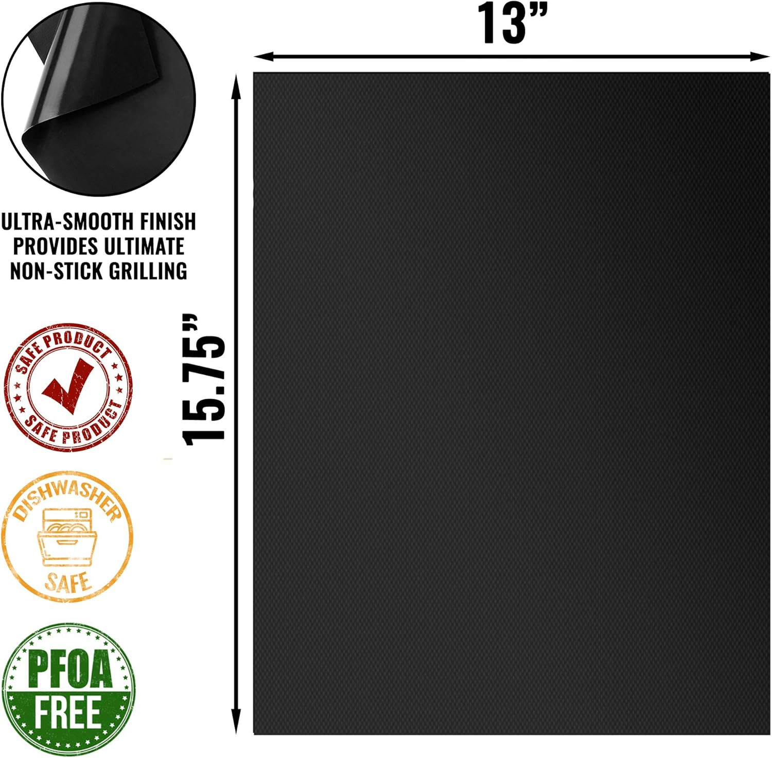 Grillaholics Grill Mat - Set of 3 - Nonstick BBQ Grilling Accessories - 15.75 x 13 Inch : Garden & Outdoor