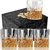 OPAYLY Whiskey Glasses Set of 4, Rocks Glasses, 10 oz Old Fashioned Tumblers for Drinking Scotch Bourbon Whisky Cocktail Cognac Vodka Gin Tequila Rum Liquor Rye Gift for Men Women at Home Bar